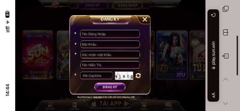 Hướng Dẫn Chi Tiết Đăng Ký Sunwin Trên Web Và App 5 Đăng ký qua ứng dụng Sunwin