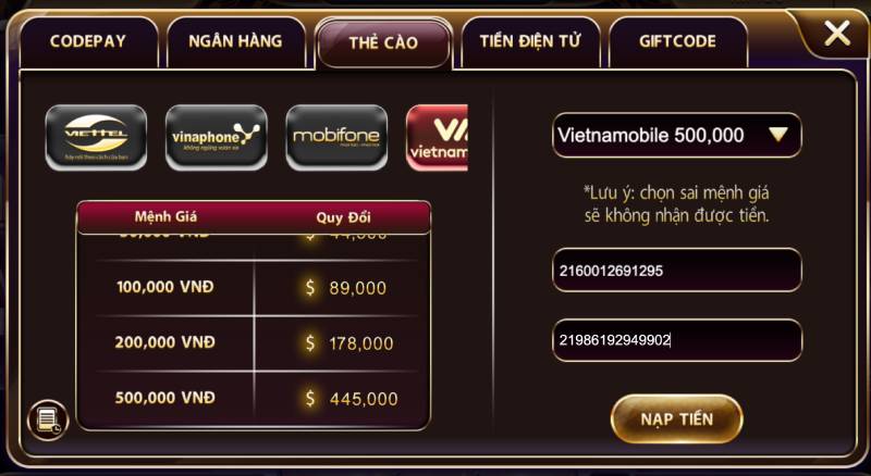 Hướng Dẫn Nạp Tiền Sunwin An Toàn Và Nhanh Chóng 4 Nạp tiền qua thẻ cào